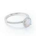 thumbnail image 6 of JeenMata Vintage 1.75 ct Round Cut Opal and Moissanite Halo Engagement Ring in 18k White Gold over Silver, 6 of 7