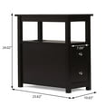 thumbnail image 2 of Sandinrayli End Table with Charging Station Narrow Nightstand Bedside Table with Storage Shelves for Living Room Bedroom, Brown, 2 of 7