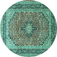 thumbnail image 1 of Ahgly Company Machine Washable Indoor Round Persian Turquoise Blue Traditional Area Rugs, 4' Round, 1 of 4