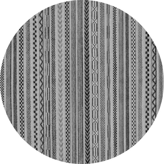 Ahgly Company Indoor Round Abstract Gray Modern Area Rugs, 7' Round
