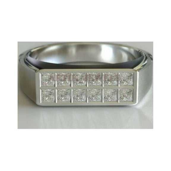 Forever Jewels 0.75 CT Princess Cut Moissanite Men Engagement Ring 14K White Gold Plated