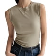 thumbnail image 2 of Women Cotton Round Neck Camisole Vest Basic Sleeveless Undershirt Tops Slim Tees, 2 of 9