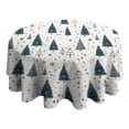 thumbnail image 4 of Blue and Gold Christmas Tree Pattern Round Tablecloth 60"x60",Wrinkle Wipeable Table Cloth for Kitchen Dining Room Picnic Patio Party, 4 of 6