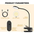 thumbnail image 6 of Gaormii 61 LEDs Eye Caring Clamp Desk Lamp for Home, Office, Rechargeable Reading Light with 3 Color&10 Brightness, Portable and Flexible, Clip on Light for Bed Desk, bedside(Black), 6 of 7