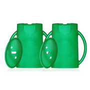 Squeeze Proof Flipping Holder DELUXE with lid 2-Pack for Food Pouches & Juice Boxes (Green x 2) - Multipurpose Design with Cover - Prevent Messes & Support Self-Feeding - Handles