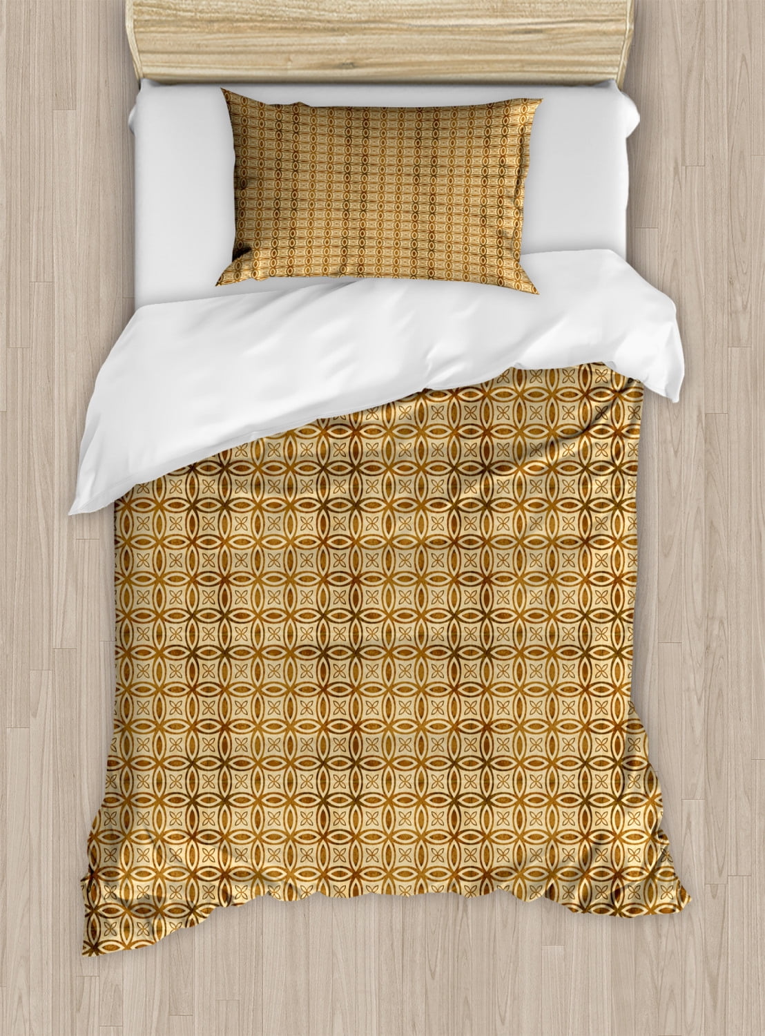 Retro Duvet Cover Set, Grungy Look Print with Perpendicularly