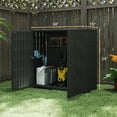 thumbnail image 3 of Space-Saving Outdoor Storage Unit - 3-Shelf Weatherproof Cabinet with Modern Geometric Doors (Contains one shelf)​ - Black, 3 of 7