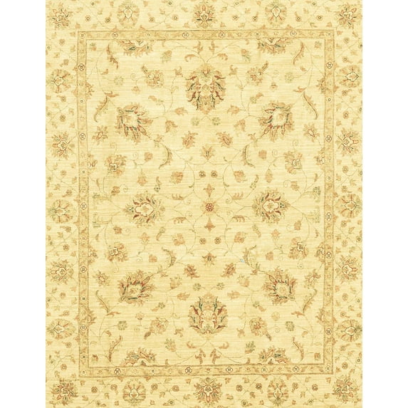 Ahgly Company Indoor Rectangle Abstract Mustard Yellow Oriental Area Rugs, 6' x 9'