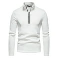 thumbnail image 2 of Men's Casual Autumn Solid Turtleneck Zipper Collar Blouse Long Sleeve Tops Men's Tees XL, 2 of 8