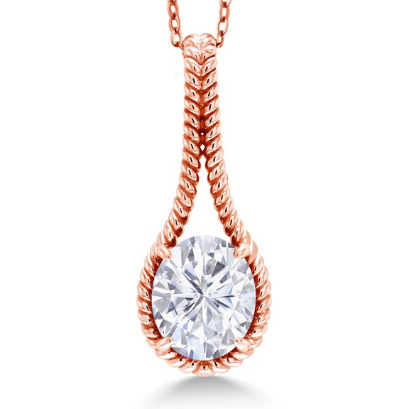 Gem Stone King 7.66 Cttw CZ Simulated Diamond Pendant Necklace for Women | 925 Sterling Silver | Oval 12X10MM | With 18 inch Chain