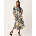 thumbnail image 2 of Moomaya Women's Printed Viscose Kaftan Dress, Round Neck, Asymmetric Hem Midi Dress, 2 of 8