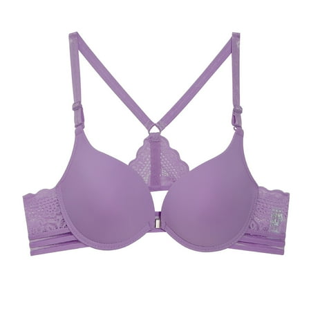 

CAICJ98 Lingerie for Women Women s Underwear with Steel Ring Front Buckle Gathered for Fashionable and No Underwire Push up Bras for (Purple L)