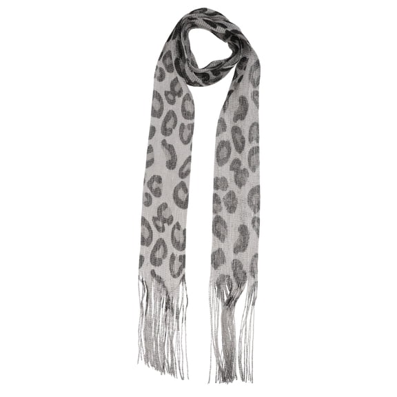 Unique Bargains 1 Pc Scarf Animal Print Neck Scarf Leopard Print Gray