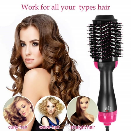4 IN 1 One Step Hair Dryer Volumizer Hot Air Brush Blow Dryer Brush Ceramic Negative Ion Electric Combo Hair Straightener Curly Hair (Best Electric Hot Comb)