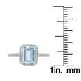 thumbnail image 3 of 10k White Gold Genuine Emerald-cut Aquamarine and Diamond Halo Ring, 3 of 5