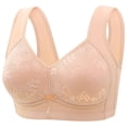 thumbnail image 3 of Gymayou Plus Size Wireless Thin Lace Bra for Women Breathable Floral Mesh Full Coverage Support Bra Comfort Lightweight Daily Underwear for Full Figure Ladies Beige 36, 3 of 3