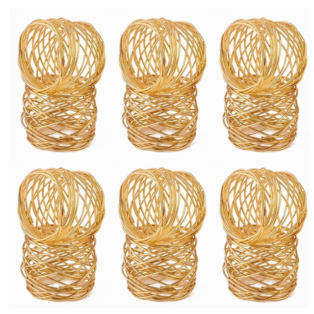 Servilleteros para el hogar, juego de 12 servilleteros de malla, servilleteros a granel para decoración de fiestas, mesa de comedor, todos los días, dorado