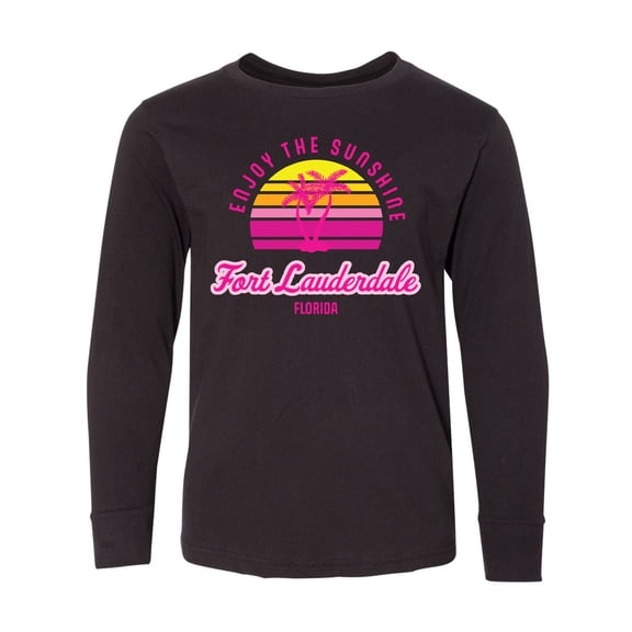 Inktastic Summer Enjoy the Sunshine Fort Lauderdale Florida in Pink Long Sleeve Youth T-Shirt