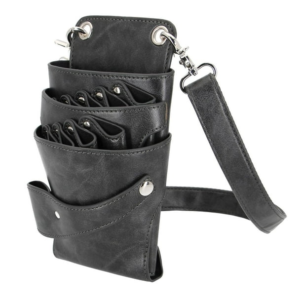 Estuche de tijera de peluquería Sunnimix de cuero PU Organizador gris