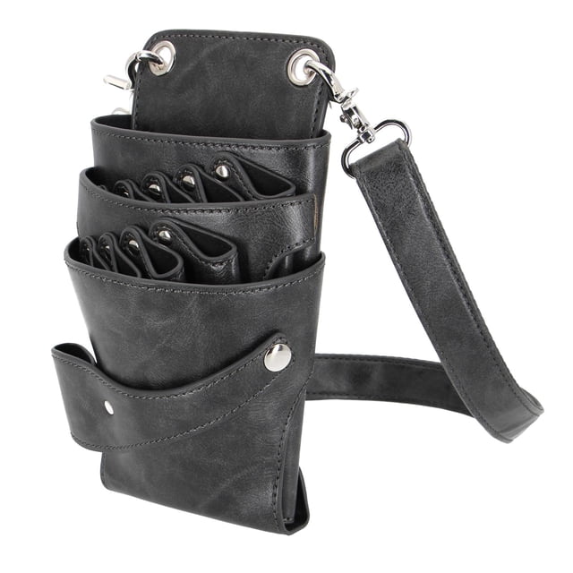 Estuche de tijera de peluquería Cinturón de extraíble de cuero PU Gris Zulema Riñonera de peluquería