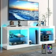 thumbnail image 2 of ChVans Modern LED TV Stand for TVs up to 70" with Adjustable LED Lights/Outlet, High Gloss Entertainment Center with Open Shelves Storage, Media Console TV Stands for Living Room, Game room, Bedroom, 2 of 9