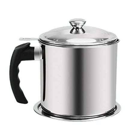 

Bacon Grease Container 1.3L Cooking Oil Storage Can with Strainer Oil Strainer Potfor Storing Cooking Grease(Silver)
