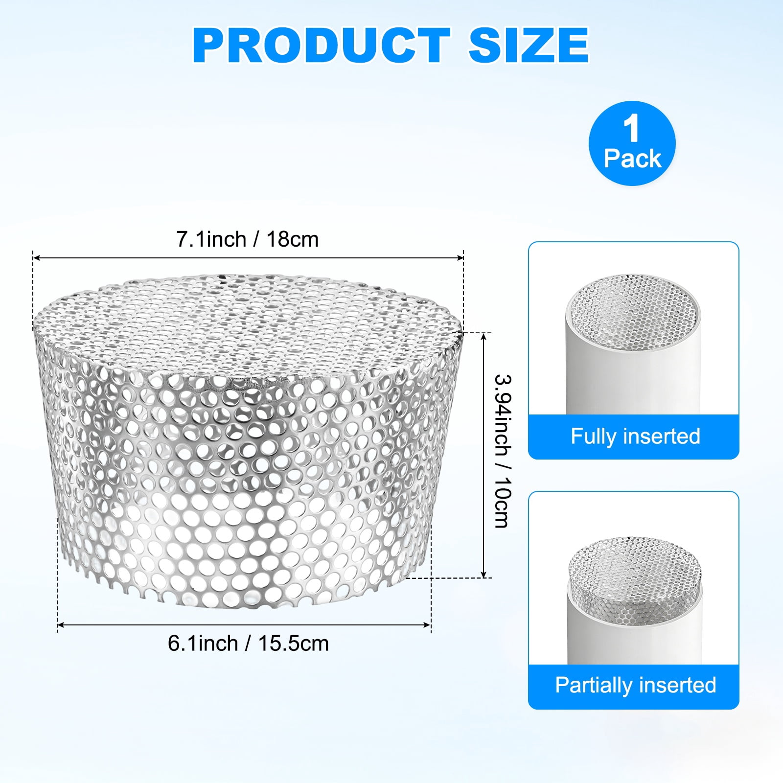 Uxcell 1-Pack Termination Mesh Screen Vent Covers, 7.1-6.1 Inch ID Stainless Steel Conical Exhaust Pipe Cover Strainer for Preventing Birds/Leaves from Entering