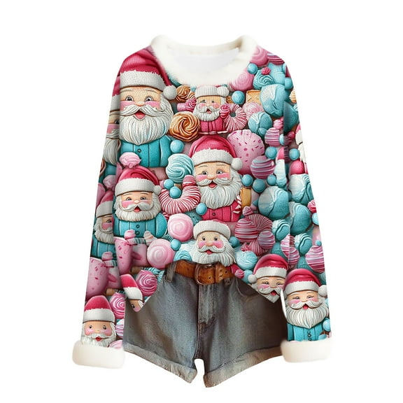Fall Saving Talove Long Sleeve Shirts for Women Graphic Printed Sweatshirt Fall Fashion Must Haves Festive Holiday Long Sleeve Tee Top Womens Tops For Workout Christmas Shirts