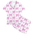 thumbnail image 3 of YUEHUA Toddler Girls Pajamas Silk Satin Pajama Set Heart Print 2 Piece Button Down Pjs Ruffle Valentine's Day Sleepwear, 3 of 4