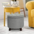 thumbnail image 4 of Homebeez Upholstered Tufted Storage Ottoman Footstool, 17"H Round Foot Rest Storage Ottoman for Living Room & Bedroom, 4 of 7