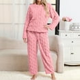 thumbnail image 2 of Hearthz Fleece Pajama Sets for Women 2 Piece Fluffy Cozy Soft Pj Loungewear Winter Sherpa Long Sleeve Tops Trousers Sleepwear Sets, 2 of 5