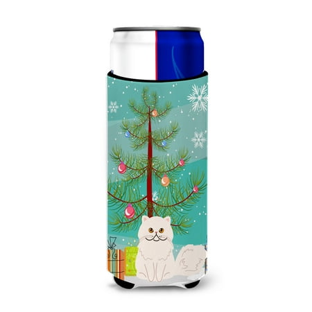 

Carolines Treasures BB4425MUK Persian Cat Merry Christmas Tree Michelob Ultra Hugger for slim cans Slim Can