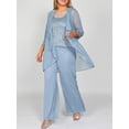 thumbnail image 3 of DPOIS Mother of The Bride Dress up 3 Pieces Pant Suits Formal Wedding Guest Gowns Set Sky Blue 2XL, 3 of 6