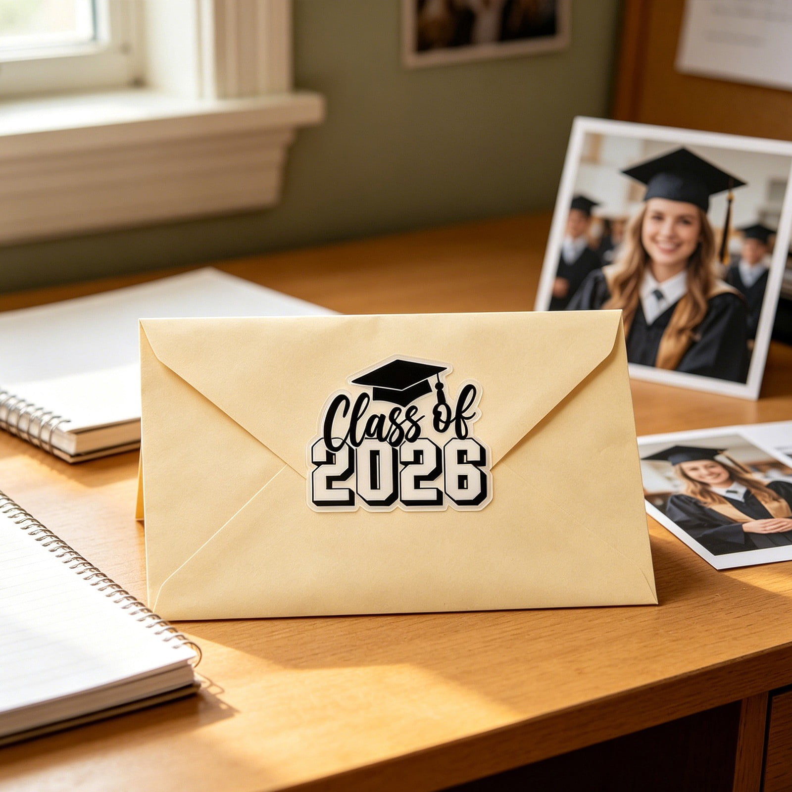 Graduation Stickers Class of 2026, 2 Inch Clear Waterproof Vinyl for Party Envelope Seals, Congrats Gift Labels, Scrapbook Decorations and Craft Supplies 60 Pcs
