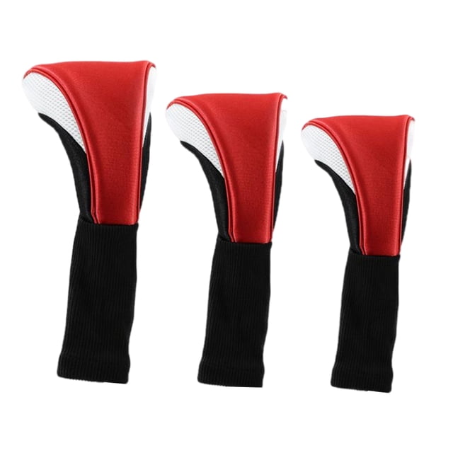 Cubierta de la cabeza del palo de golf Sunnimix 3x Golf Driver Fairway Wood y Hybrid Headcovers Protector rojo blanco