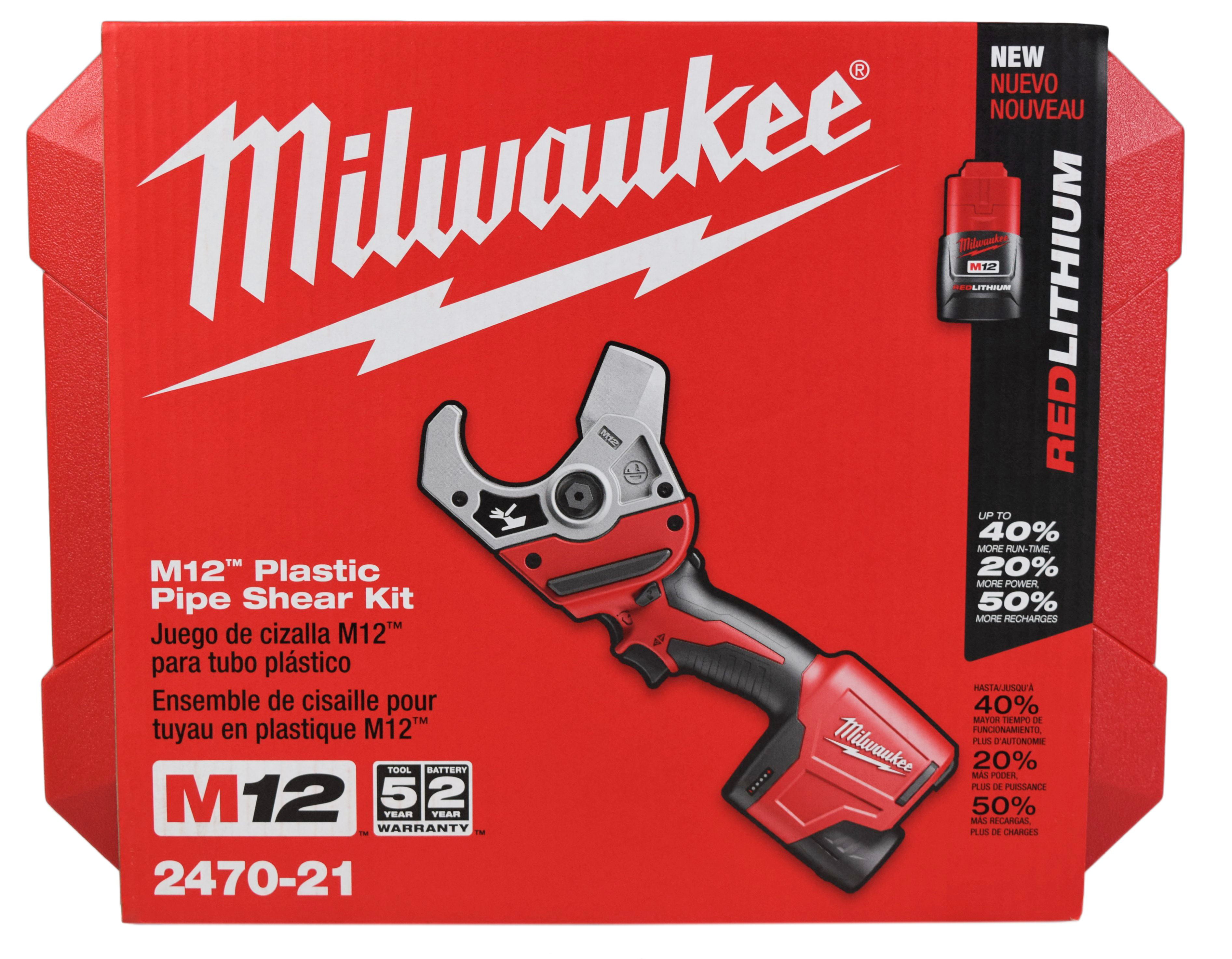 Milwaukee M12 12V Plastic Pipe Shear Kit 2470-21 with 1.5Ah Battery,  Charger,  Tool Case