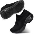 thumbnail image 1 of Zapatos para caminar STQ sin cordones para mujer, transpirables, negros, talla 10, 1 of 9