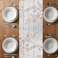 thumbnail image 6 of Birds Floral Table Runner - 70 Inch Long, Kitchen Dining Table Runner Dresser Scarves, Farmhouse Country Pink Flower Leaf Wood Grain Farmhouse Decor for Coffee Tables Wedding Party Banquet, 6 of 8
