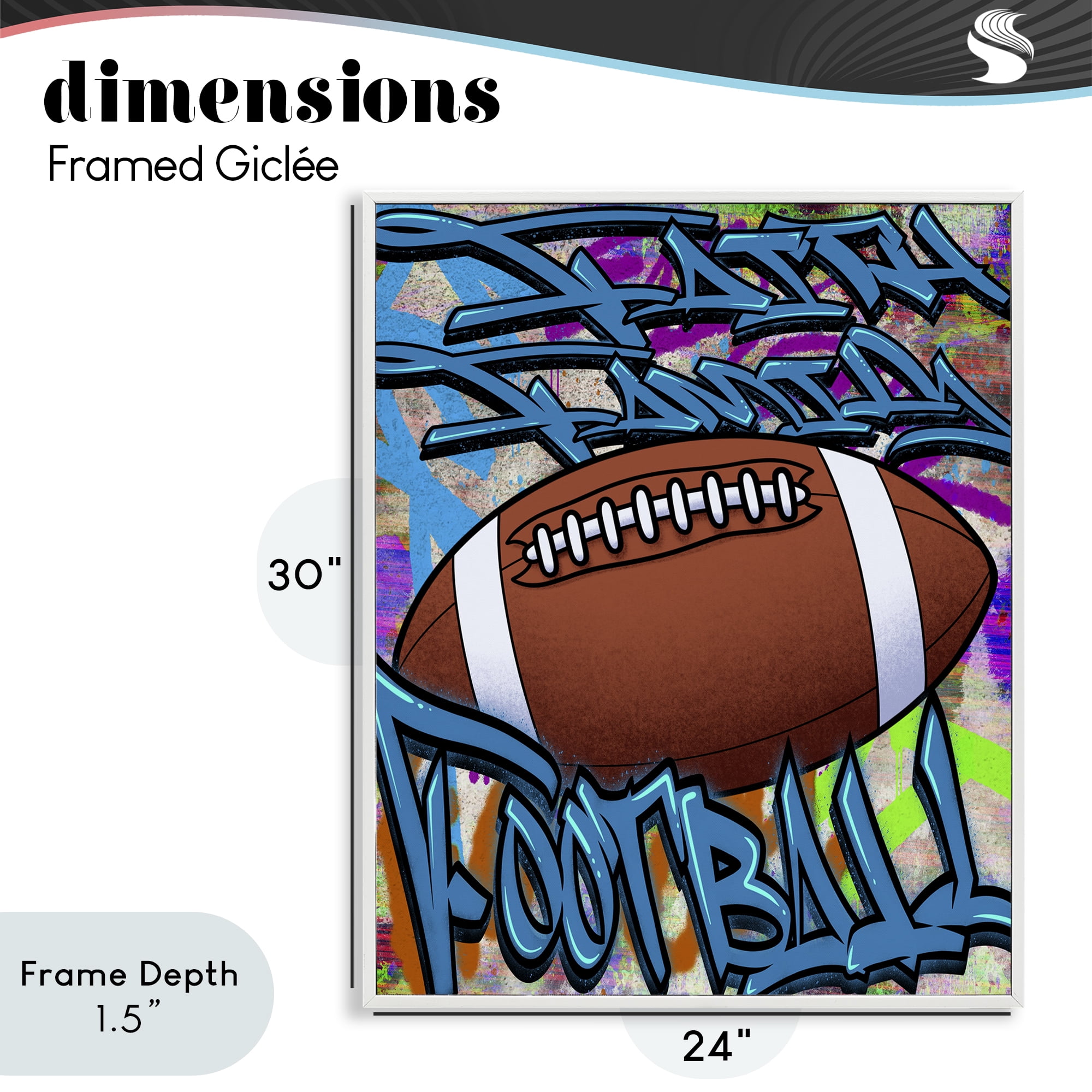 Stupell Industries Faith Family Football Graffiti White Framed Giclee Art, design by Marcus Prime