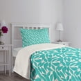 thumbnail image 3 of Ambesonne Turquoise Quilted Bedspread Set 2 Pcs, Foliage Leaves Lines, Twin Size, Turquoise White, 3 of 5