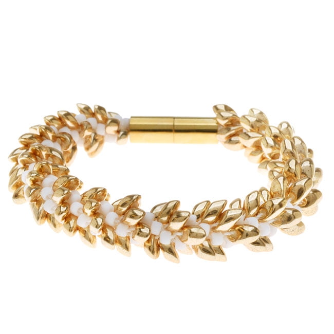 Deluxe Beaded Kumihimo Bracelet (Gold) Exclusive Beadaholique Jewelry