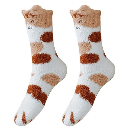 

NUOLUX 1 Pair Coral Fleece Socks Cat Paw Socks Plush Slipper Socks Casual Socks