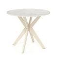 thumbnail image 2 of Resenkos 36-Inch Mid Century Modern Kitchen Table with Faux Marble Tabletop and Solid Rubber Wood Legs-White, Dining Table, Kitchen Bar Height Table and Chairs for Dining Room, Small Space, 2 of 7