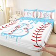 thumbnail image 3 of Manfei Cartoon Baseball Fitted Sheet, Kawaii Letter BQueen Bedding, Light Blue B 3 Pieces, 1 Fitted Sheet and 2 Pillowcases, 3 of 6