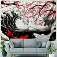 thumbnail image 4 of Chilfamy  Japanese Anime Tapestry, Black and White Yin Yang Koi Fish Tapestry for Bedroom Aesthetic, Asian Wave Cherry Blossom Tapestries Poster Beach Blanket College Dorm Home Decor 40x60inch, 4 of 6