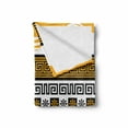 thumbnail image 2 of Greek Key Soft Flannel Fleece Throw Blanket, Neoclassical Borders Composition Meander Pattern and Flowers Waves, Cozy Plush for Indoor and Outdoor Use, 70" x 90", Marigold Black White, by Ambesonne, 2 of 6