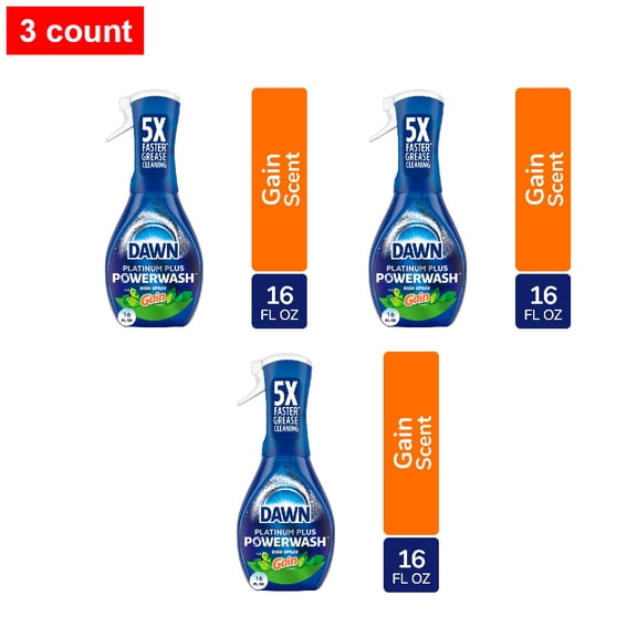 Dawn Platinum Powerwash Starter Kit Gain Original Scent Spray Dish Soap 16 fl oz - 3 count