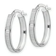 thumbnail image 2 of 14K White Gold Polished Glimmer Infused Oval Hoop Earrings, 2 of 4