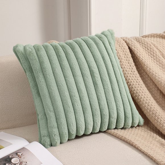 Funda de almohada navideña de 18 pulgadas para sofá de sala de estar o dormitorio, funda de almohada de piel sintética de lana, funda de cojín para sofá
