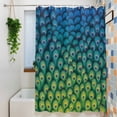 thumbnail image 3 of Ombre Peacock Small Stall Shower Curtain, Waterproof Shower Curtains for Bathroom, Vintage Abstract Peacock Feather Gradient Blue Washable Fabric Bath Curtain for Bathtub with Hooks 36x72 Inches, 3 of 9